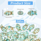 SUNNYCLUE 1 Box 50Pcs Fish Shaped Beads Turquoise Fish Beads Bulk Animal Synthetic Turquoise Dyed Stone Painted Sea Ocean Gemstone Loose Spacers for Jewelry Making DIY Earring Bracelet Necklace Craft