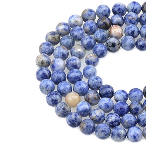 LPBeads 100PCS 8mm Natural Blue Spot Jasper Gemstone Round Loose Beads for Jewelry Making with Crystal Stretch Cord - color: Blue Spot Jasper
