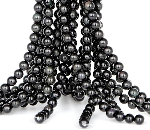 4mm 200pcs Natural Stone Round Beads Black Obsidian Genuine Stone Beading Loose Gemstone DIY Charm Smooth Beads for Bracelets Necklaces Earrings Hole Size 1mm (Black Obsidian 4mm) - color: Black Obsidian, size: 4mm