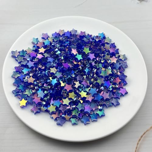 450 PCS Acrylic Star Shape Beads AB Colors Loose Pony Spacer Beads with Hole for Jewelry Making Necklace Earring Key Chains DIY Projects(Royal Blue AB) - color: Royal Blue AB