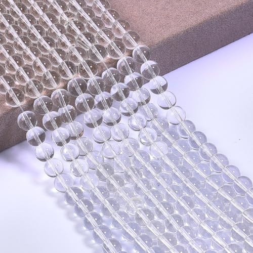200PCS 8mm Glass Beads for Jewelry Making Soild Black Round Loose Beads for Bracelets DIY Crafts (Transparent) - color: 6Transparent