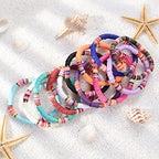 12pcs Friendship Bracelets Beaded Bracelets Heishi Bracelet Cute Bracelets Stack Vinyl Clay Disc Bead Surfer Stretch Summer Beach Bracelets For Women Preppy Bracelets - color: A