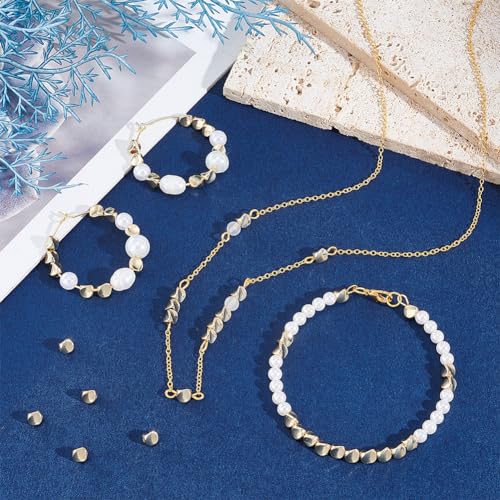 PH PandaHall 50PCS 24k Gold Plated Triangle Brass Spacer Beads, 4.5mm Smooth Metal Beads for Summer Bracelet Necklace DIY Crafts, Hole: 1.8mm - color: 24K Gold