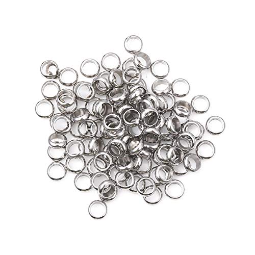 BEADIA Stainless Steel Spacer Beads 6x2mm Rondelle Loose Charm Caps Beads for DIY Jewelry Making 100pcs with 4mm Hole - color: 6x2mm 4mm