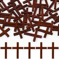 40 Pcs Religious Cross Beads for Bracelets, Cross Charms for Jewelry Making, Bracelets, Necklaces, DIY Crafts - color: 40pcs, 43x29mm, Brown