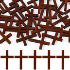 40 Pcs Religious Cross Beads for Bracelets, Cross Charms for Jewelry Making, Bracelets, Necklaces, DIY Crafts - color: 40pcs, 43x29mm, Brown