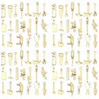 80pcs KC Golden Father's Day Series New Tools Hammer, Wrench, Saw, Screwdriver Pendant Jewelry Making DIY Keychain Earrings Pendant Various Design Charms for Jewelry Making Bracelets Necklace (SN902) - color: SN902
