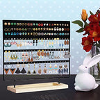 Earring Holder Organizer Stand - Earrings Display Rack 145 Holes Jewelry Holder Tower with Wooden Tray for Earrings Rings Black - color: Black