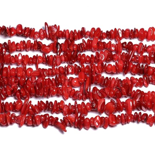 Chip Shells, 260pcs 5-8mm Irregular Beads with Holes, Red Shell & Garnet Chip Beads for Jewelry Making - color: Red