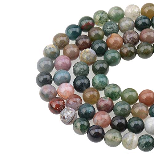 LPBeads 100PCS 8mm Natural Colorful Indian Agate Gemstone Round Loose Beads for Jewelry Making with Crystal Stretch Cord - color: Colorful Indian Agate