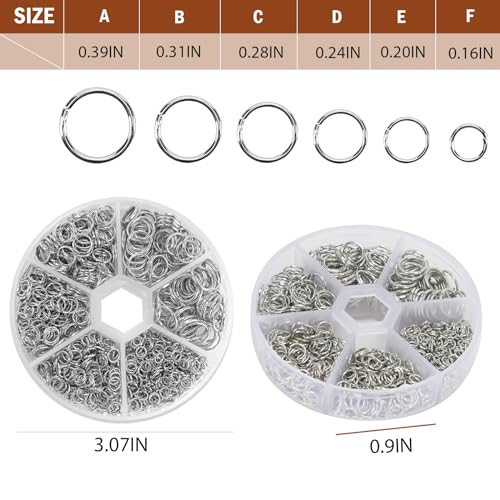 1100Pcs Open Jump Rings, Silver Jump Rings Set Stainless Steel Jump Ring O Ring Connectors for Jewelry Making Bracelet Earrings Necklace Connectors (4/5/6/7/8/10mm)… - color: Sliver