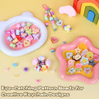 Ecoofor 633 PCS Beaded Keychain Making Kit, Acrylic Alphabet Letter Beads with Heart, Star & Flower Charms for DIY Jewelry, Bag Charm & Keychain Accessories Craft Supplies - color: 633 PCS Beaded Keychain Making Kit