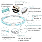Peridot Stand Silver Gold Bracelets, Handmade Birthstone Stack Bracelet Crystal Gemstones Bead Chain Gift for Women, 8" - color: Silver-06-Turquoise and Baroque Pearls