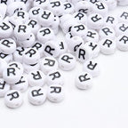 100Pcs Letter Beads 4x7mm White Round Acrylic Alphabet Beads Letter R Beads for Jewelry Making DIY Bracelets Necklaces Key Chains - color: R 100Pcs
