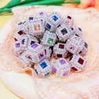 10pcs Rhinestone Focal Beads for Pens, Featuring Pearl & Cubic Sugar Shapes, Sparkling Fancy Beads for DIY Jewelry, Keychains & Crafts (Sugar Cube) - color: Sugar Cube