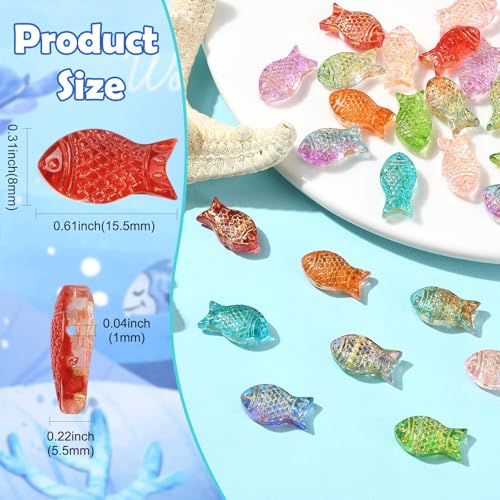 Stiesy Electroplated Glass Beads 90Pcs, 9 Colors Golden Metal Enlaced Fish Shape DIY Craft Beads for DIY Bracelet Necklace Jewelry Making Keychain Craft - color: Fish-9 Colors-90pcs
