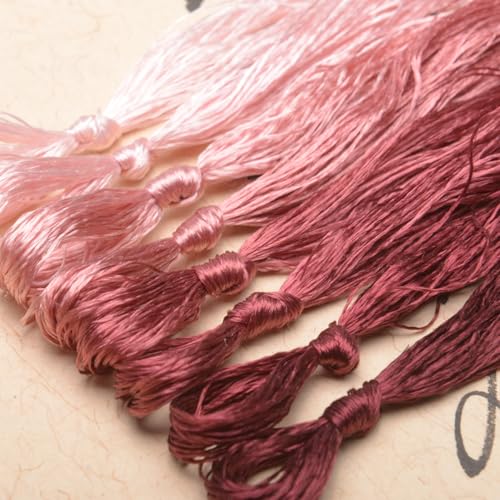 100% Nature Mulberry Handmade Embroidery Silk Thread Woven Jewelry Accessory Artificial Flowers Cross Stitch Floss DIY Sewing Kits 8 Gradient Colors 22m Each (37) - color: 37