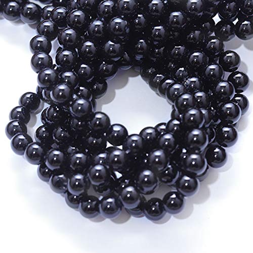 Natural Stone Beads 8mm Black Polished Round Smooth Agates Gemstone Beads for Jewelry Making 15 Inch(Black Onyx,8mm) - color: Black Onyx, size: 8mm