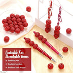 40 Pcs 20 mm Rhinestone Beads Bulk Crystal Round Disco Ball Chunky Bubblegum Beads for Pens Bracelets Charms Craft European Style Jewelry Making Supplies Christmas(Red) - color: Red