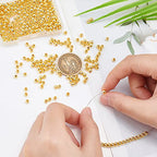 PH PandaHall 400pcs 4mm Smooth Gold Beads 18K Gold Plated Brass Beads Long-Lasting Round Spacer Bead Seamless Loose Ball Bead for Summer Hawaii Stackable Necklace Bracelet Earring Making - size: 4mm