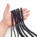 100Pcs Natural Stone Beads 6mm Lava Beads Round Gemstone Loose Beads with Elastic Bracelet String for Bracelets Necklace Jewelry Making - color: Black Lava, size: 6mm
