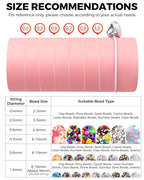 6 Rolls FIVEIZERO Elastic Bracelet String Cord, 0.4mm, 0.5mm, 0.6mm, 0.7mm, 0.8mm, 1mm Crystal Clear Stretchy Elastic Bead String for Bracelets, Jewelry Making and Clay Pony Seed Stone Beads Beading - size: 0.4+0.5+0.6+0.7+0.8+1mm Round (6 Pack)