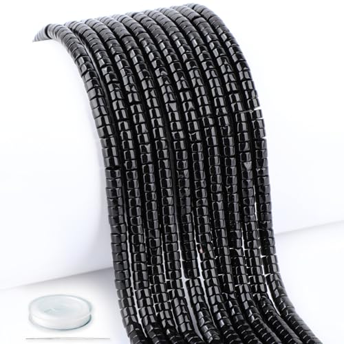 Natural Black Obsidian Heishi Spacer Beads Loose Semi Precious Flat Round Gemstone Disc Shape Stone for Beading Jewelry Making 4x2mm 15.5" - color: Black Obsidian