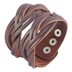 GelConnie Leather Cuff Bracelet Punk Braided Bracelets Rock Leather Wristbands Faux Mens Leather Bracelet Gothic Viking Bangle Adjustable Wrap Bracelet for Women,Men - color: Style LPB303-Brown