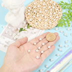 80Pcs Baroque Pearls Round Beads Double Loop Links Connectors Natural Freshwater Pearl Beads Pearl Link Connector Charm for Women DIY Jewelry Making Craft 3mm and 1.6mm Hole