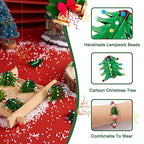 Cheriswelry 10pcs Christmas Tree Lampwork Glass Beads Cartoon Green Tree Loose Spacer Beads Center Drilled Handcraft Beads Ornament for DIY Earring Bracelet Necklace Jewelry Making 21x19.5mm - color: Christmas Tree-Green