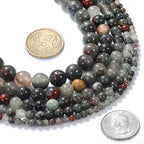 Natural Stone Beads 12mm African Blood Gemstone Round Loose Beads Crystal Energy Stone Healing Power for Jewelry Making DIY,1 Strand 15" - color: African Blood, size: 12MM
