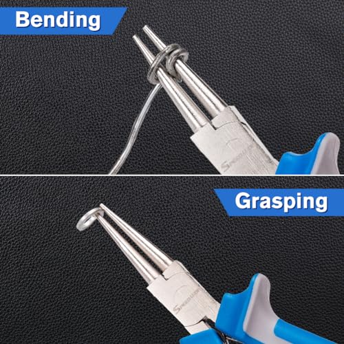 SPEEDWOX 5 Inch Round Nose Pliers - Mini Ultra Tapered Jaw Precision Nippers with Spring - Ideal for Small Jewelry Making & Crafting - style: 5" Round Nose Plier