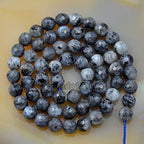 AD Beads Natural Gemstones Faceted Round Spacer Loose Beads 15.5'' 4mm to 10mm (6mm, Faceted Larvikite) - color: Faceted Larvikite, size: 6mm
