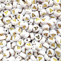 Amaney Vowel Letter Beads A 100pcs 7x4mm White Round Acrylic Gold Alphabet for Bracelet Jewelry Making - color: Gold-A