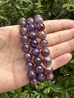 GAF TREASURES Grade A ++ Gemstone Round Bead Adjustable Bracelet 10mm, Genuine Crystal Bead Bracelet, Gift for Men & Women - color: Amethyst
