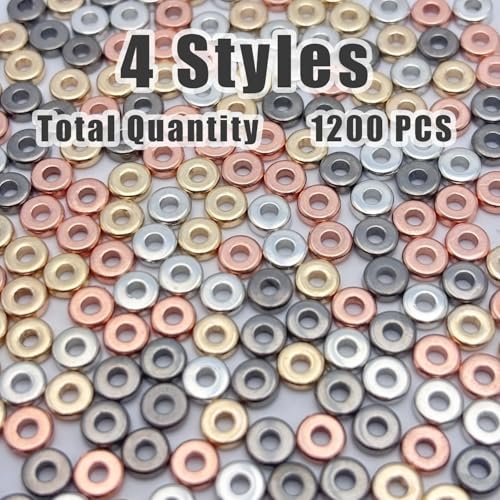 ZSFLZS 1200pcs 6mm Flat Round Spacer Beads for Bracelets Making, Heishi Polymer Flat Disc Spacer Bead for Jewelry Making, Spacer Beads for Bracelets Clay Beads for Jewelry Making - size: 1200pcs(Disc spacer)