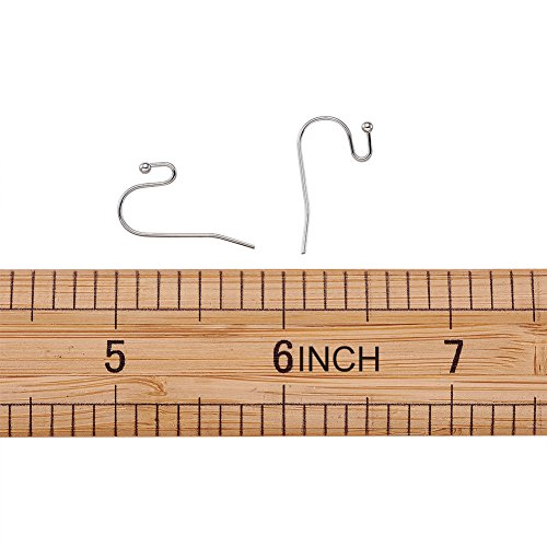 KISSITTY 100-Piece Platinum French Hook Ball Dot Earwires 22x11mm Dangle Earring Wires Findings
