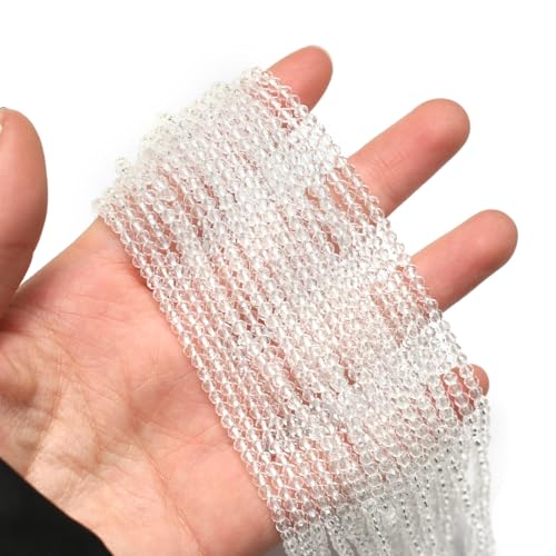 10 Strands Spinel Beads Artificial Faceted Small Round Loose Beads 3mm 15 inch for Jewelry Making Charms Necklace Bracelet - color: White