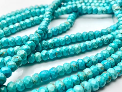 Perlin Agate & Jasper Gemstone Strand Beads 4 mm Rondelle 110 Pieces Jewellery Beads Semi-Precious Stone for Jewellery Necklace Bracelet Earrings (Turquoise) - color: turquoise