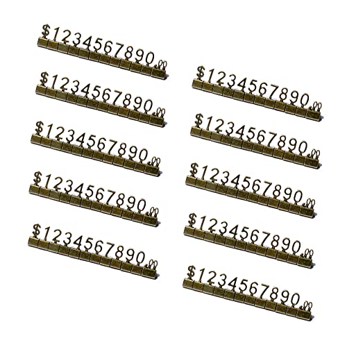 Mollytek 10 Sets Price Cubes Blocks Numbers Glod Metal Price Tag for Jewelry Display Counter Stand Adjustable Assembly Mini Dollar Signs for Retail Shop (Bronze) - color: Bronze
