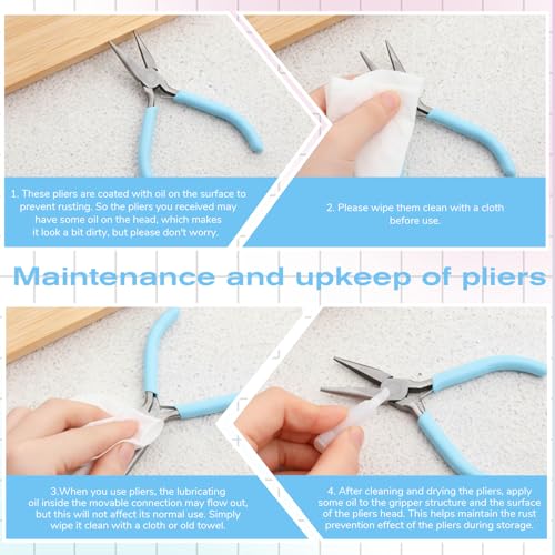 3 Pcs Needle Nose Pliers for Jewelry Making, 4.5 Inch Small Jewelry Pliers Mini Precision Chain Nose Plier for Jewellery Repair, Wire Wrapping, Crafts, Object Grasping (Blue) - color: Blue