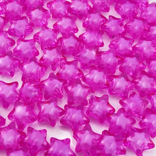 200pcs 11mm Acrylic Star Beads Spacer Beads for DIY Jewelry Making Bracelet Necklace Key Chains Handmade Craft(Rose Red) - color: Rose Red, size: 11mm