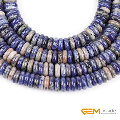 GEM-Inside 2x6mm Natural Dark Blue Sodalite Jasper Stone Heishi Disc Rondelle Spacer Beads for Jewelry Making Full 15" Strand Energy Stone Healing Power Crystal - color: Dark Blue Sodalite Jasper