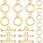 1 Box 60 Sets Round Toggle Clasp Gold Toggle Clasp Bar with Rings Bulk Metal Alloy OT End T Bar Closure Jewelry Connectors for Jewelry Making Bracelet Necklace DIY Crafts Beginners Adults - style: Style 5