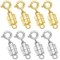 S925 Sterling Silver Magnetic Necklace Clasps and Closures, Magnetic Clasps for Necklaces,Magnetic Clasp Converter for Jewelry Making Supplies (4golden+4silvery) - color: 4golden+4silvery