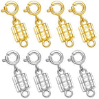 S925 Sterling Silver Magnetic Necklace Clasps and Closures, Magnetic Clasps for Necklaces,Magnetic Clasp Converter for Jewelry Making Supplies (4golden+4silvery) - color: 4golden+4silvery