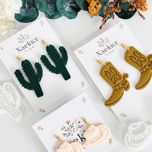 Xaekicr Western Theme Polymer Clay Cutters Set – 3PCS Cowboy Hat Boot Cactus Clay Earring Cutters, Polymer Clay Molds and Tools for DIY Jewelry Making - color: Z color
