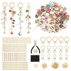 ASTNIC 316PCS Keyring Making Kit & Bag Charm Kit with Charms, Key Ring Hoop, Pliers, DIY Jewellery Making Supplies for Bracelet, Necklace and Jewelry Making, Gifts for Girls, Women, Adults - color: Gold-316PCS