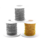 33FT Gold Silver Twisted Cable Chains Stainless Steel Necklace Jewelry Chains Extender Chains Link Bulk for Jewelry Makings - color: Gold, size: Chain Width 2.0mm
