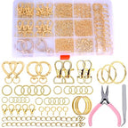 Prdingfy 579PCS Keychain Making Kit, Key Chain Supplies Including Keychain Clip, Key Rings, Lobster Claw Clasps, Jump Rings, Extender Chain,Pliers for Key Chain Making and Jewelry Making(Gold) - color: Gold